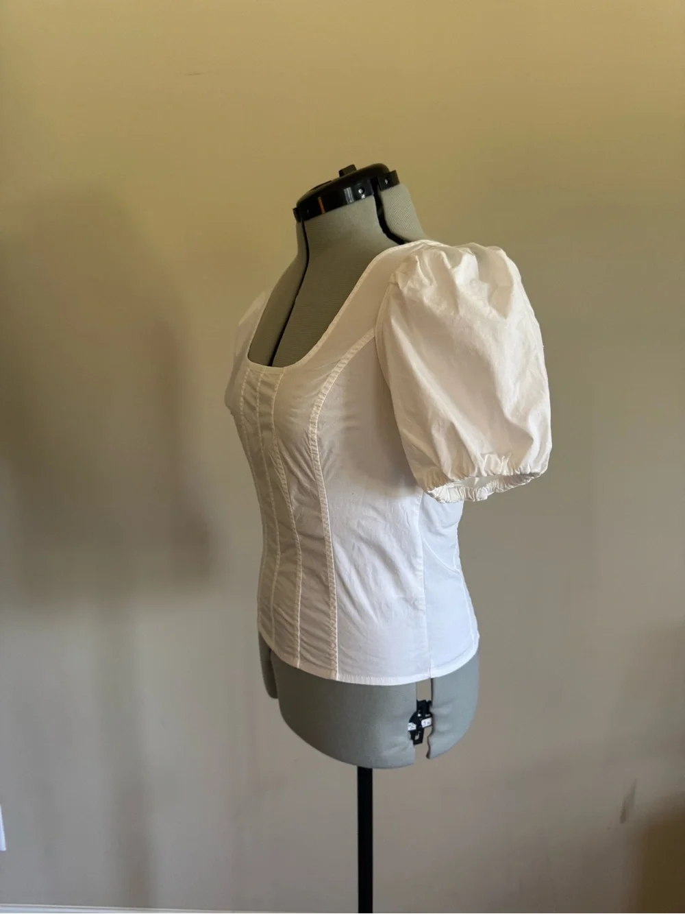 J. Crew White Puff Sleeve Square Neck Top - size 8
